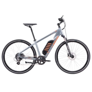 BICICLETA ELETRICA CALOI E-VIBE CITY TOUR 700 P (16) CINZA/LARANJA 2023