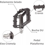 PEDAL RG GTA PLATAFORMA ALUMINIO ROLAMENTOS EIXO CROMOLY PRETO